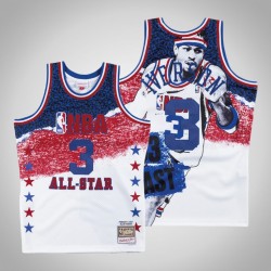 Uomo Mitchell & Ness 76ers Allen Iverson & 3 All-Star Fashion Bianco swingman Maglia