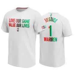 T.J. Pacers Warren giustizia amare il nostro gioco Valore nostra vita la giustizia sociale Tee Bianco