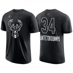 Bucks 2018 All-Star Maschile Giannīs Antetokounmpo # 34 T-shirt nera