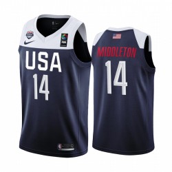 Maglia 2019 Coppa FIBA ​​Basketball World USA squadra Khris Middleton Navy Uomo