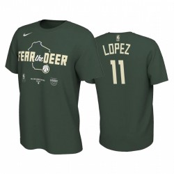 Bucks Brook Lopez Milwaukee 2020 NBA Playoffs T-shirt Bounds Green Mantr Potenza Paura Deer