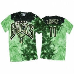 Brook Lopez Milwaukee Bucks e 11 Green Vintage Tie Dye Tee