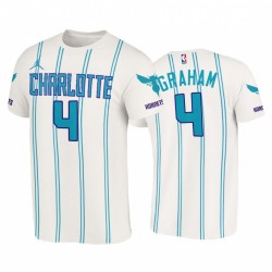 Devonte' Graham 2020-21 Hornets e 4 Bianco Associazione T-shirt doppio dell'annata Pinstripes