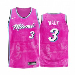 Miami Heat Dwyane Wade e 3 Pink 2020 Fashion Edition Maglia