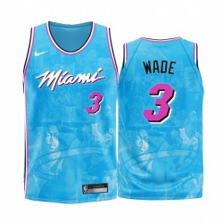 Miami Heat Dwyane Wade e 3 Blu 2020 Fashion Edition Maglia