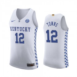 Kentucky Wildcats Karl-Anthony Towns Bianco Authentic Maglia College Basketball