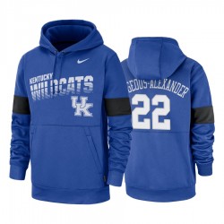 Kentucky Wildcats e 22 Shai Gilgeous-Alexander Reale 2019 Sideline Therma-FIT con cappuccio