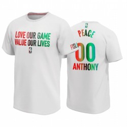 Carmelo Anthony pace Blazers amare il nostro gioco Valore nostra vita la giustizia sociale Tee Bianco