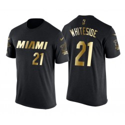 Miami Heat Hassan Biancoside e 21 maschile d'oro Luxe maglietta nera