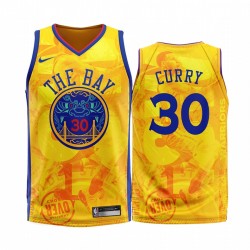 Golden State Warriors Stephen Curry e 30 Giallo 2020 Fashion Edition Maglia