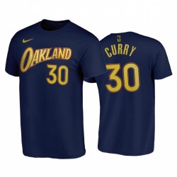 Stephen Curry 2020-21 Warriors e 30 Città Edition Navy T-shirt Oakland
