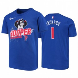 Detroit Pistons Reggie Jackson Navy mascotte Ice break Hooper T-shirt
