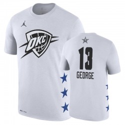 Gli uomini di Oklahoma City Thunder Paul George Bianco 2019 All-Star Game & Nome Numero T-shirt