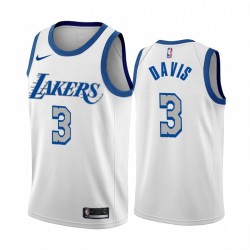 Anthony Davis Los Angeles Lakers Bianco Città Nuova Edizione Blu Argento Logo 2020-21 Maglia