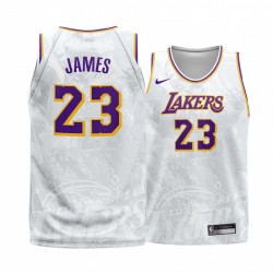 Los Angeles Lakers LeBron James e 23 Bianco 2020 Fashion Edition Maglia