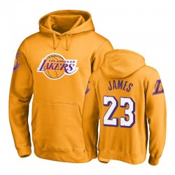 Maschio Los Angeles Lakers LeBron James e 23 Logo oro Pullover primaria con cappuccio
