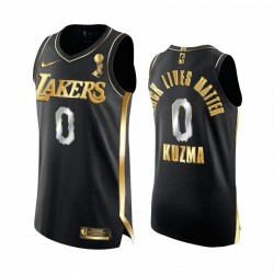 Los Angeles Lakers 17x finali NBA Champions Kyle Kuzma Nero Authentic oro Maglia BLM