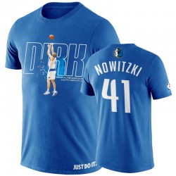 Mavericks Dirk Nowitzki 6 Score Commemorazione in maglietta Storia Uomini regolare di - Blu