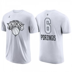 2018 All-Star Knicks Maschio Kristaps Porziņģis & 6 Bianco T-shirt