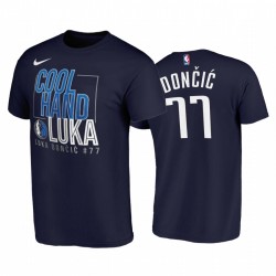 Luka Dončić # 77 Mavericks 2020 Bubble Gifted Phenom Cool Hand Navy T-shirt