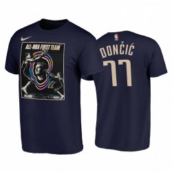Luka Dončić # 77 Mavericks 2020 All-NBA prima squadra Awards Edition Navy T-shirt