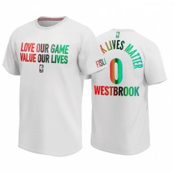 Russell Westbrook vite nero contano Rockets amano il nostro gioco Valore nostra vita la giustizia sociale Tee Bianco
