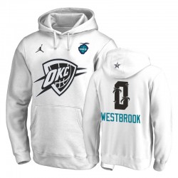 Oklahoma City Thunder # 0 Russell Westbrook 2019 All-Star Sweep The Buzz Side Pullover Felpa con cappuccio - Bianco