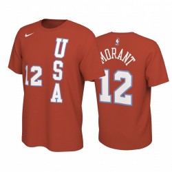 2020 Grizzlies NBA Rising Star Team USA Ja Morant t-shirt # 12 Arancione