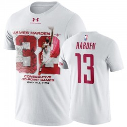 Houston Rockets e 13 James Harden 30 punti di gioco consecutive Bianco T-shirt da uomo