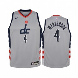 Washington Wizards Russell Westbrook 2020-21 City Grey Youth Groy Maglia - # 4