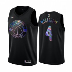 Washington Wizards Russell Westbrook # 4 Maglia Iridescent Holographic Black Limited Edition