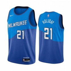 JRUE Holiday Milwaukee Bucks 2020-21 Blue City Edition Maglia Nuova uniforme