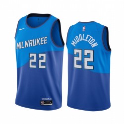 Khris Middleton Milwaukee Bucks Navy City Edition New Uniform 2020-21 Maglia