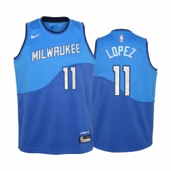 Milwaukee Bucks Brook Lopez 2020-21 City Edition Blue Youth Maglia - nuova uniforme