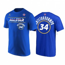 2021 All-Star & 34 Giannis AntetokounMpo Nome Numero di avviamento Numero Royal T-Shirt