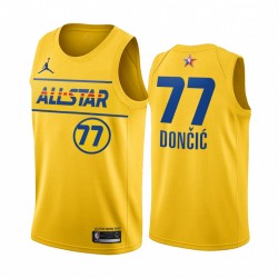 2021 All-Star & 77 Luka Doncic Gold Western Conference Maglia Maglia Maglia