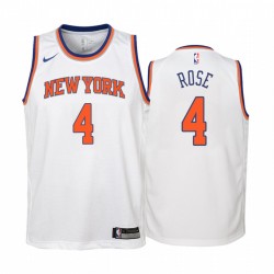 New York Knicks Derrick Rose 2020-21 Association Edition Bianco Youth MAGLIA # 4