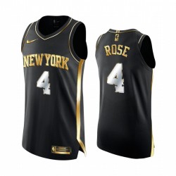 New York Knicks Derrick Rose Nero Golden Edition Authentic Limited Maglia