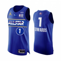 Anthony Edwards USA Team Authentic Maglia Blue All Star 2021 Aumento Stelle Uniformi