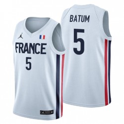 2020 Olimpiadi estive Francia Team Basketball & 5 Nicolas Batum Bianco Maglia