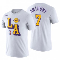 Los Angeles Lakers & 7 Carmelo Anthony Courtside Block Bianco T-Shirt