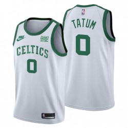 Boston Celtics Jayson Tatum & 0 75th Anniversary Bianco Maglia