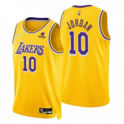 2021-22 Los Angeles Lakers Deandre Jordan u0026 10 75th Anniversary Diamond Gold Swingman Icona Maglia