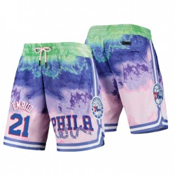 Philadelphia 76ers Pro Standard # 21 Joel Embiide Multicolor Dip-Dye Shorts