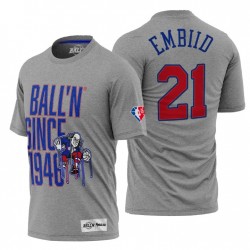 Philadelphia 76ers Joel Embiid # 21 75th Diamond Anniversary Grey T-Shirt