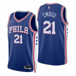 2021-22 Philadelphia 76ers Joel Embiid # 21 75th Anniversary Diamond Royal Swingman Icona Maglia