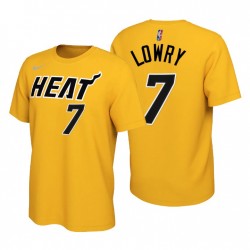 T-shirt Heat Miami Kyle Lowry No. 7 Trophy Gold 2021 Dichiarazione