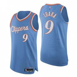 Los Angeles Clippers 2021-22 NBA 75th Serge Ibaka # 9 Autentica città di Blue Maglia
