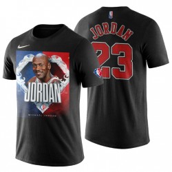 Chicago Bulls # 23 Michael Jordan 75th Anniversary Graphic Nero T-Shirt