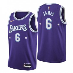 2021-22 Los Angeles Lakers Lebron James # 6 City 75th Anniversary Purple Maglia